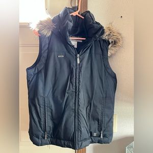 Columbia Vest w/ Faux Fur Hood Womens Large